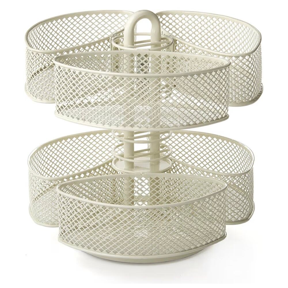 Nifty Organizing Carousel HTF CREAM COLOR Powder Coat, Spins 360, Makeup Storage